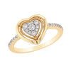 YELLOW GOLD HEART SHAPED FASHION RING WITH DIAMONDS, .24 CT TW