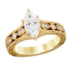 VINTAGE STYLE YELLOW GOLD ENGAGEMENT RING WITH MARQUISE CENTER, 1.26 CT TW