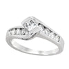 WHITE GOLD BYPASS ENGAGEMENT RING WITH PRINCESS AND ROUND DIAMONDS, 1.00 CT TW