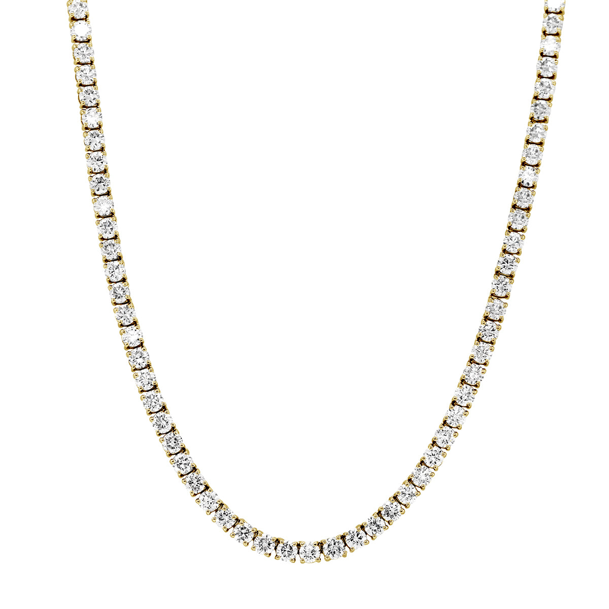 YELLOW GOLD LAB GROWN DIAMOND TENNIS NECKLACE, 10.00 CT TW