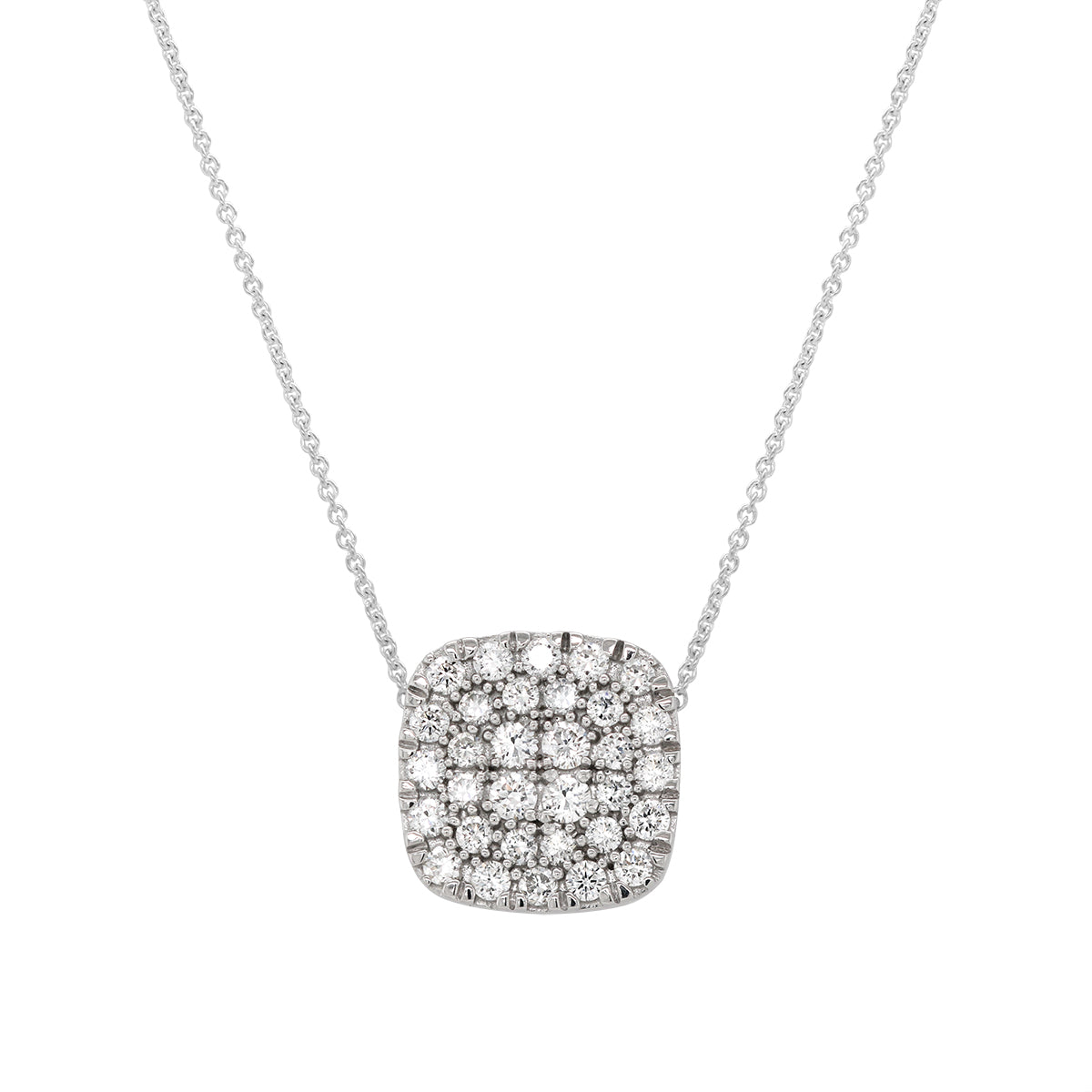 STERLING SILVER LAB GROWN DIAMOND PAVE CUSHION PENDANT, 1/2 CT TW