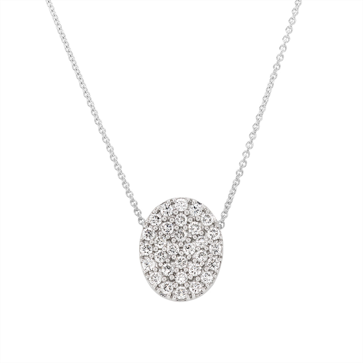 STERLING SILVER OVAL LAB GROWN DIAMOND PAVE PENDANT, 1/2 CT TW