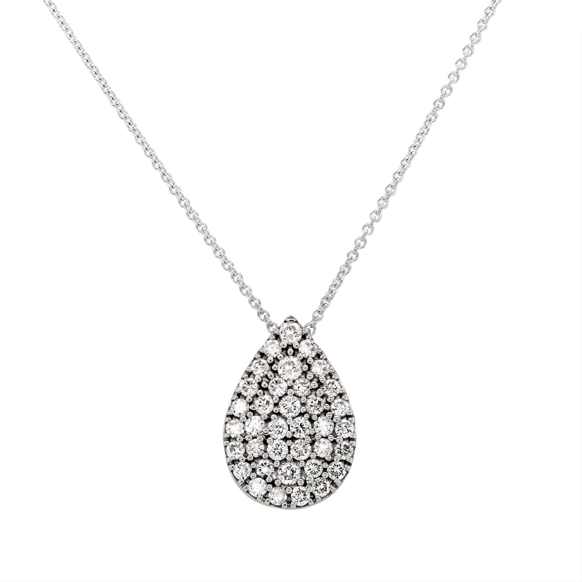 STERLING SILVER PEAR SHAPED LAB GROWN DIAMOND PAVE PENDANT, 1/2 CT TW
