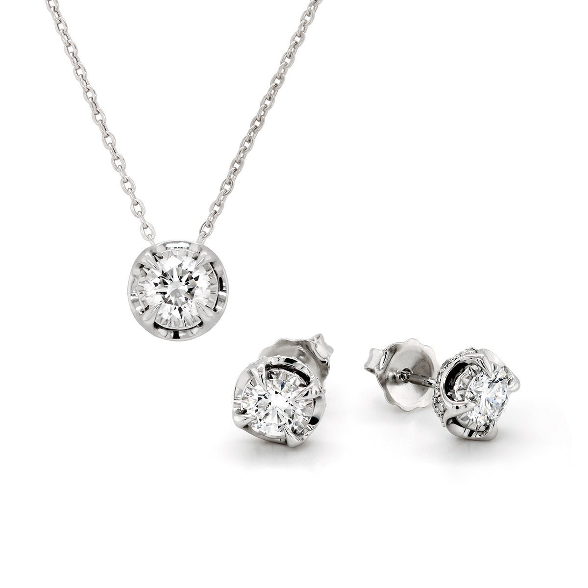 LAB GROWN DIAMOND NECKLACE &amp; STUD EARRING SET, 1.00 CT TW