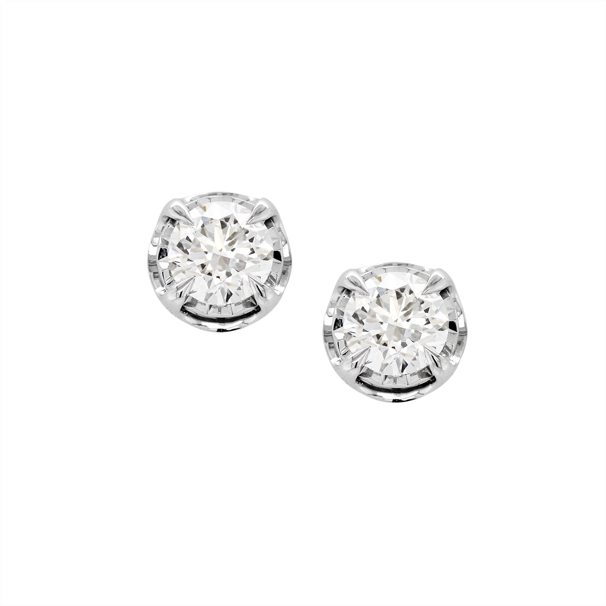 STERLING SILVER  LAB GROWN DIAMOND STUD EARRINGS, 2 CT TW