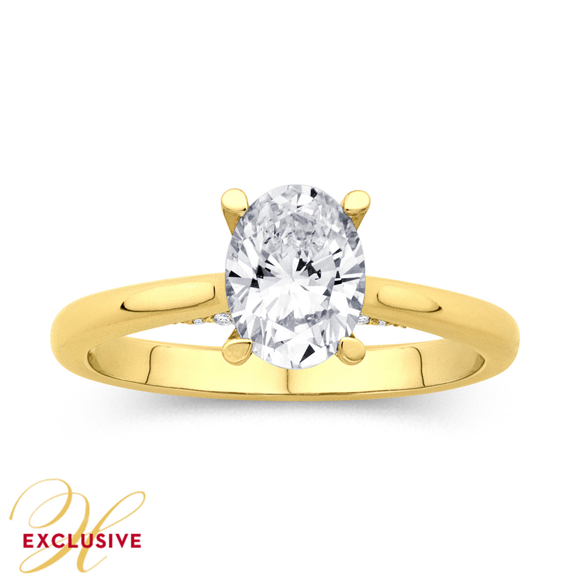 YELLOW GOLD DIAMOND ENGAGEMENT RING SETTING WITH OVAL CENTER, .10 CT TW