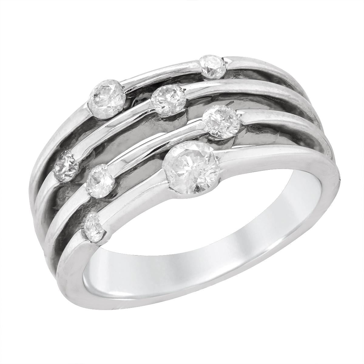 WHITE GOLD FASHION RING WITH BEZEL SET DIAMONDS, 1/3 CT TW