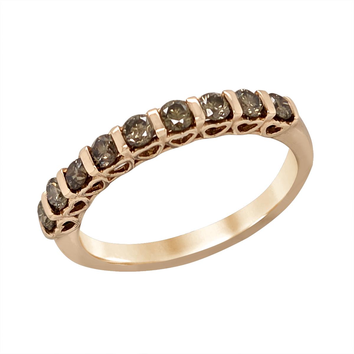 ROSE GOLD BROWN DIAMOND WEDDING BAND, 1/2 CT TW