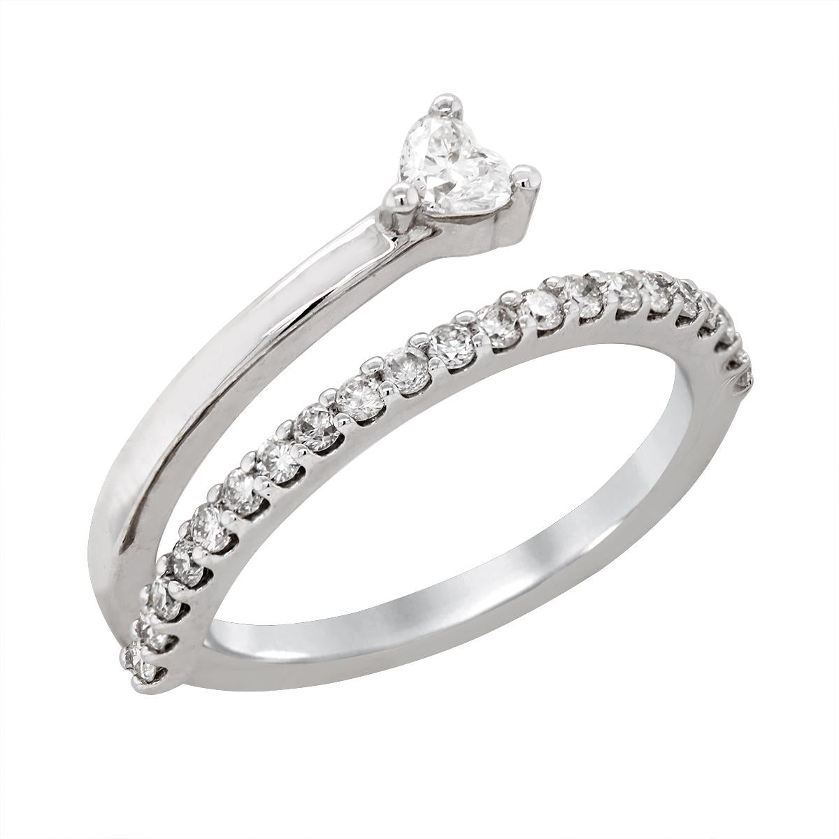 PETITE WHITE GOLD HEART DIAMOND RING, .45 CT TW