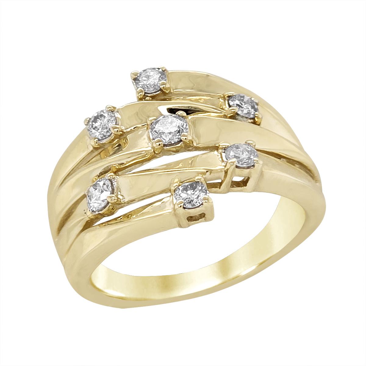 YELLOW GOLD SPLIT SHANK DIAMOND RING, 1/2 CT TW