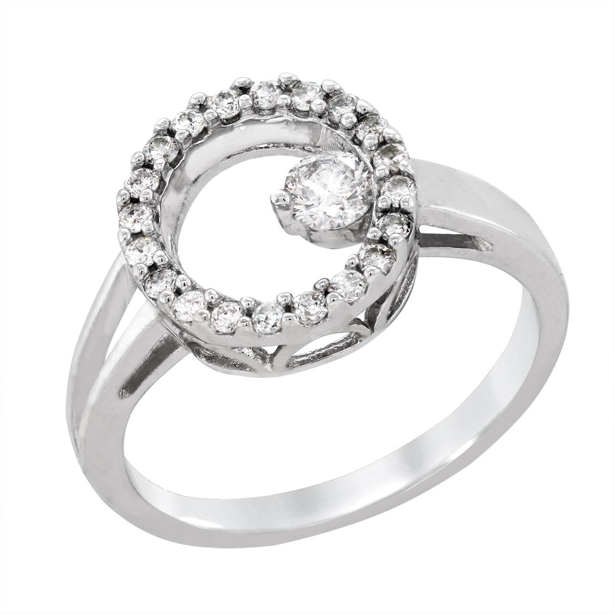 WHITE GOLD OPEN CIRCLE DIAMOND RING, 1/2 CT TW