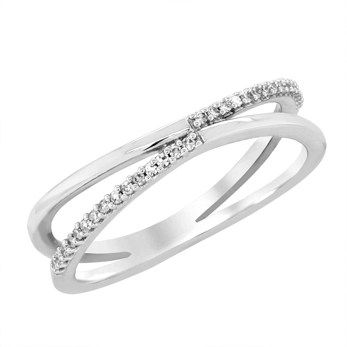 WHITE GOLD BYPASS SPLIT SHANK DIAMOND RING, .10 CT TW