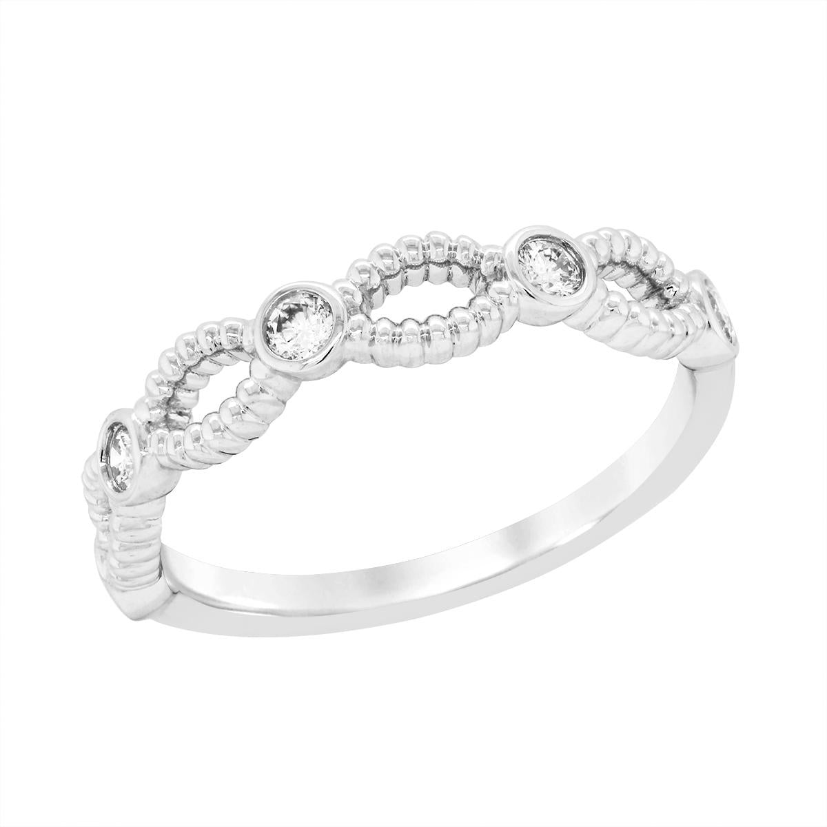 WHITE GOLD OPEN LINK DIAMOND RING, 1/5 CT TW