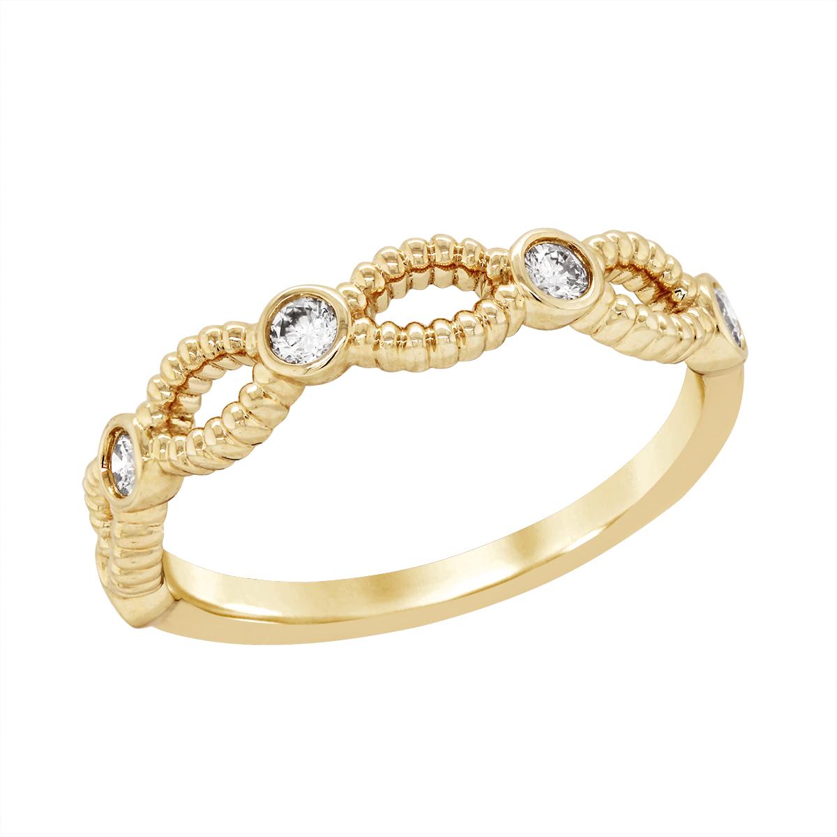 YELLOW GOLD OPEN LINK DIAMOND RING, 1/5 CT TW