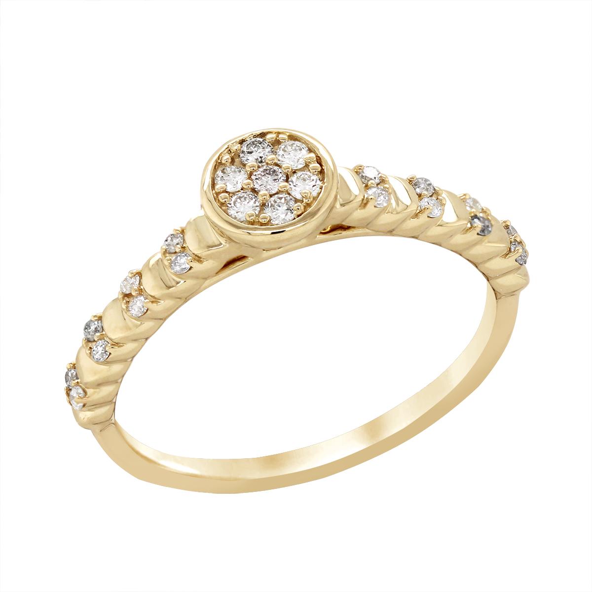 YELLOW GOLD PROMISE RING WITH DIAMOND CLUSTER, 1/6 CT TW
