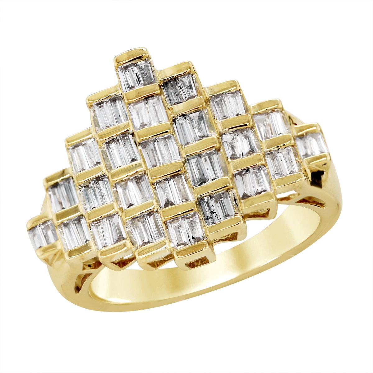 VINTAGE STYLE GOLD BAGUETTE DIAMOND COCKTAIL RING, 1/2 CT TW