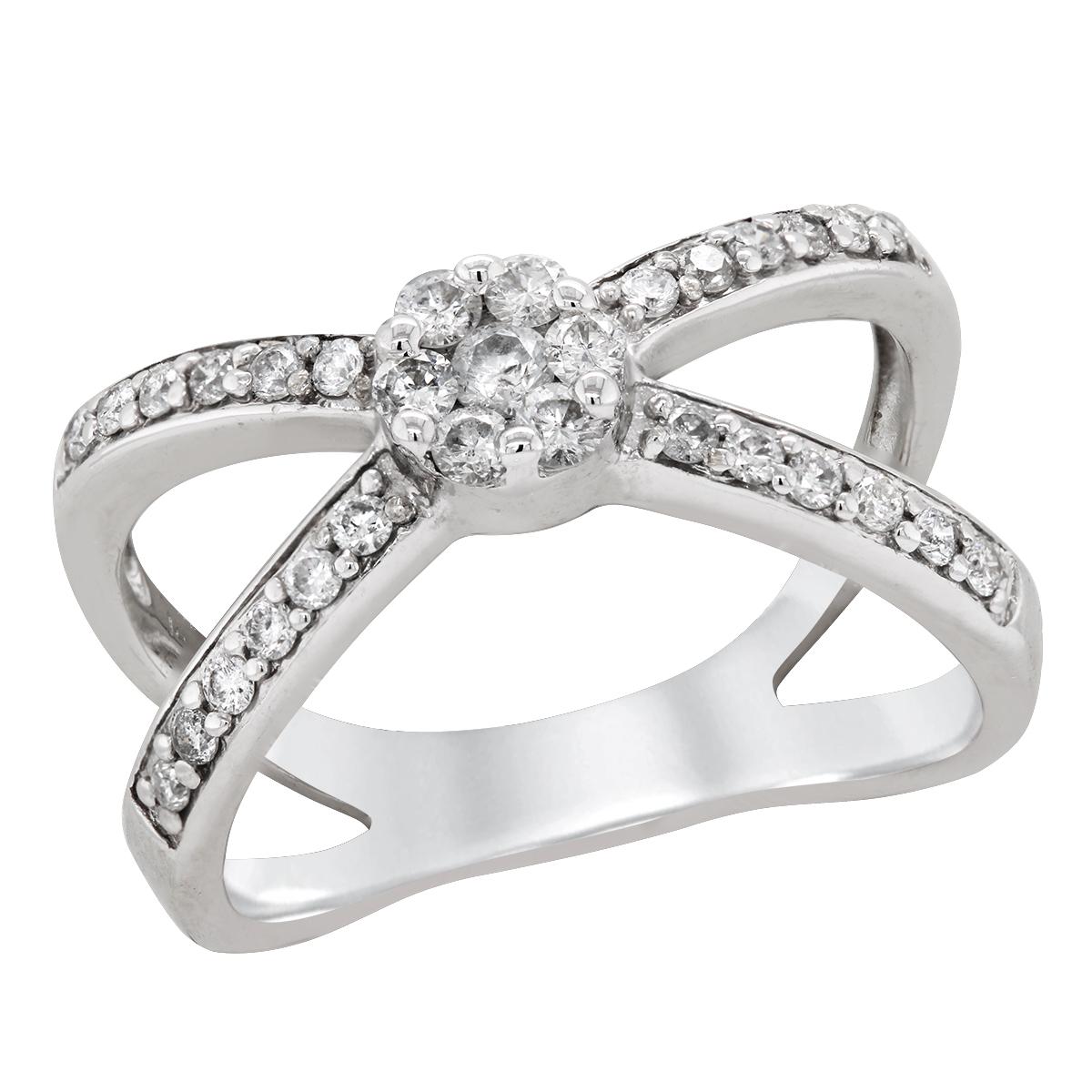 WHITE GOLD SPLIT SHANK DIAMOND RING, 3/4 CT TW