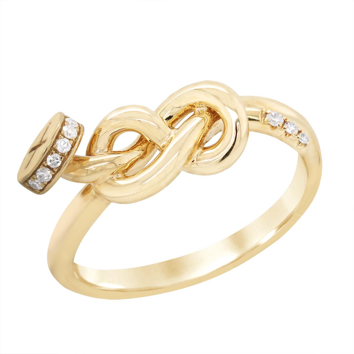 YELLOW GOLD INFINITY KNOT RING WITH DIAMONDS, .05 CT TW