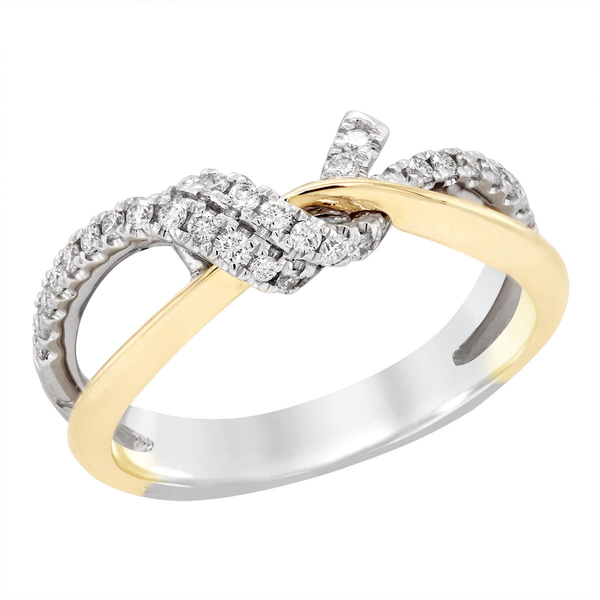 GOLD AND PLATINUM TWISTED DIAMOND RING, .27 CT TW