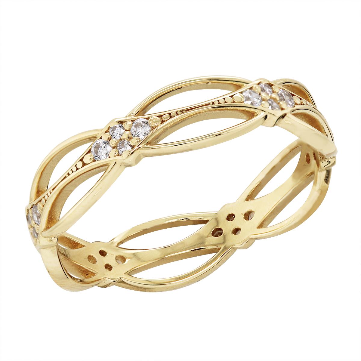 YELLOW GOLD CELTIC INFINITY RING WITH DIAMONDS, 1/4 CT TW