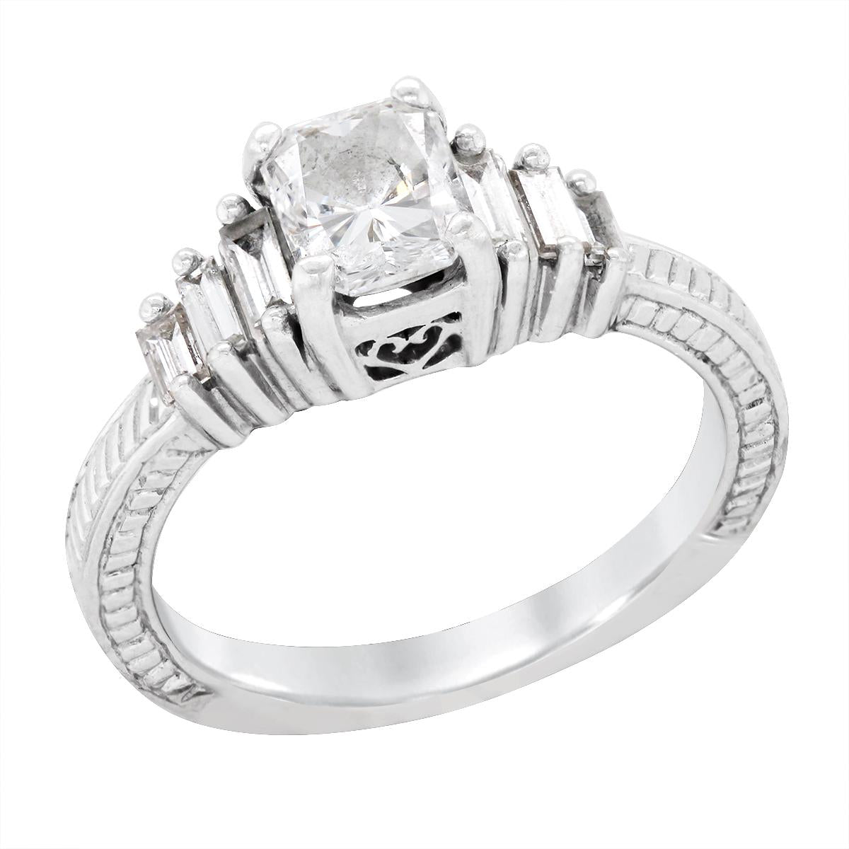 WHITE GOLD RADIANT DIAMOND ENGAGEMENT RING, 1.47 CT TW