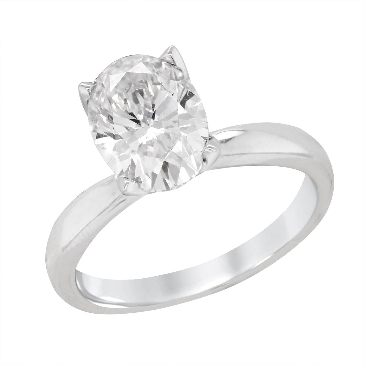 WHITE GOLD LAB GROWN OVAL DIAMOND SOLITAIRE ENGAGEMENT RING, 2.07 CT TW