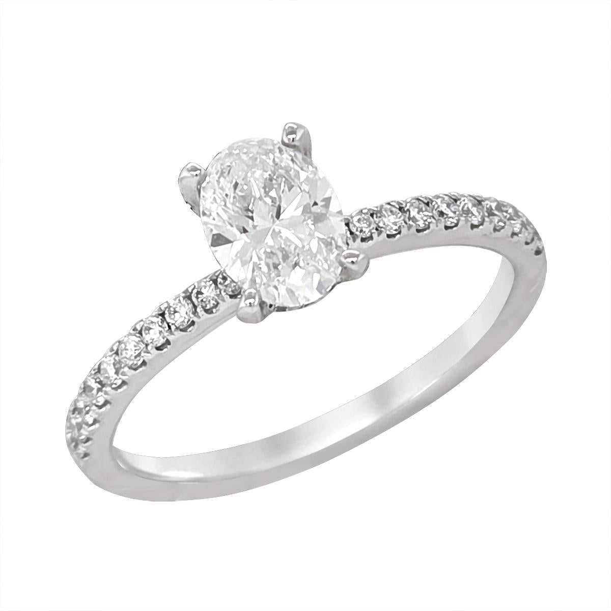 WHITE GOLD LAB GROWN OVAL DIAMOND ENGAGEMENT RING, 1.00 CT TW