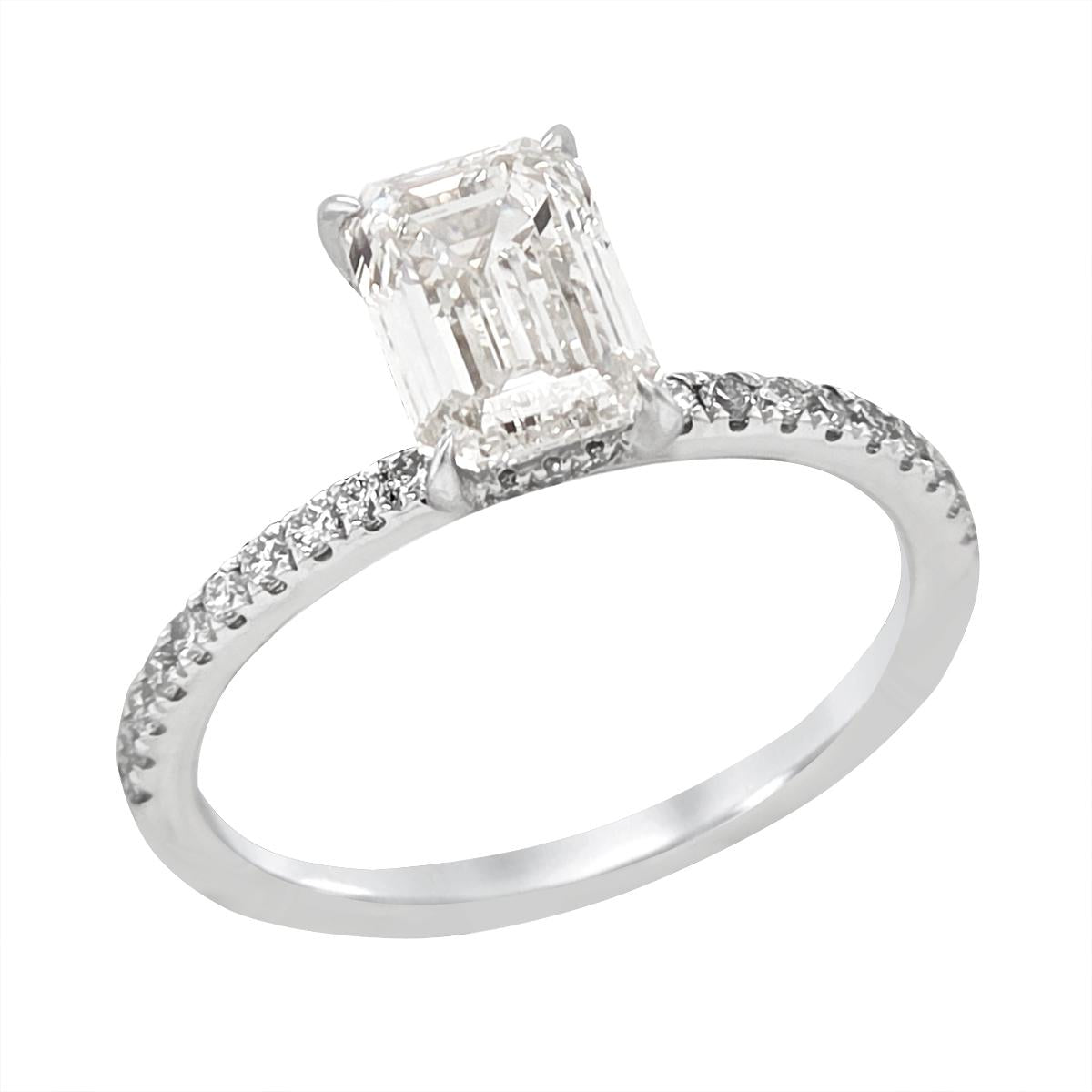 WHITE GOLD LAB GROWN EMERALD CUT DIAMOND ENGAGEMENT RING, 1.90 CT TW