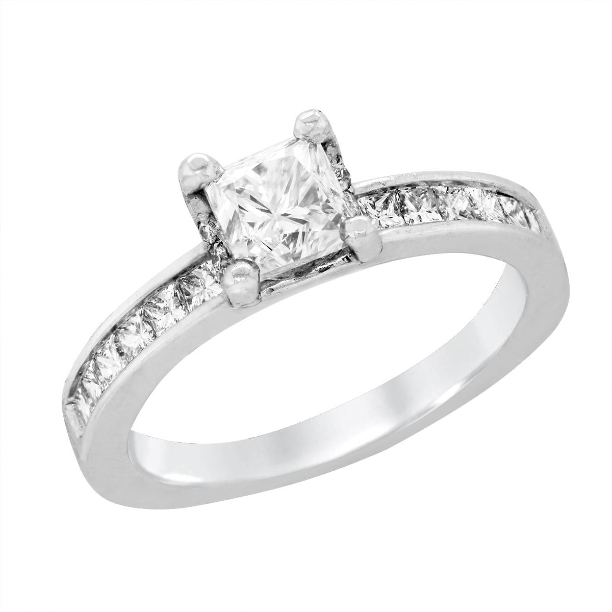 WHITE GOLD PRINCESS CUT DIAMOND ENGAGEMENT RING, 2.13 CT TW