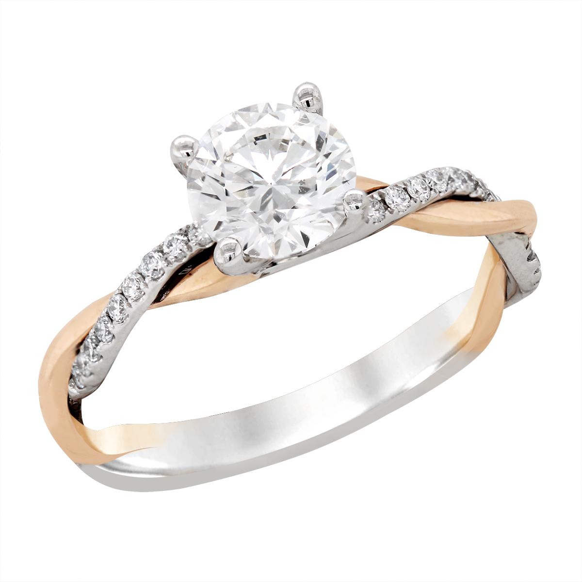 TWO-TONE GOLD TWISTED LAB GROWN DIAMOND ENGAGEMENT RING, 1.14 CT TW