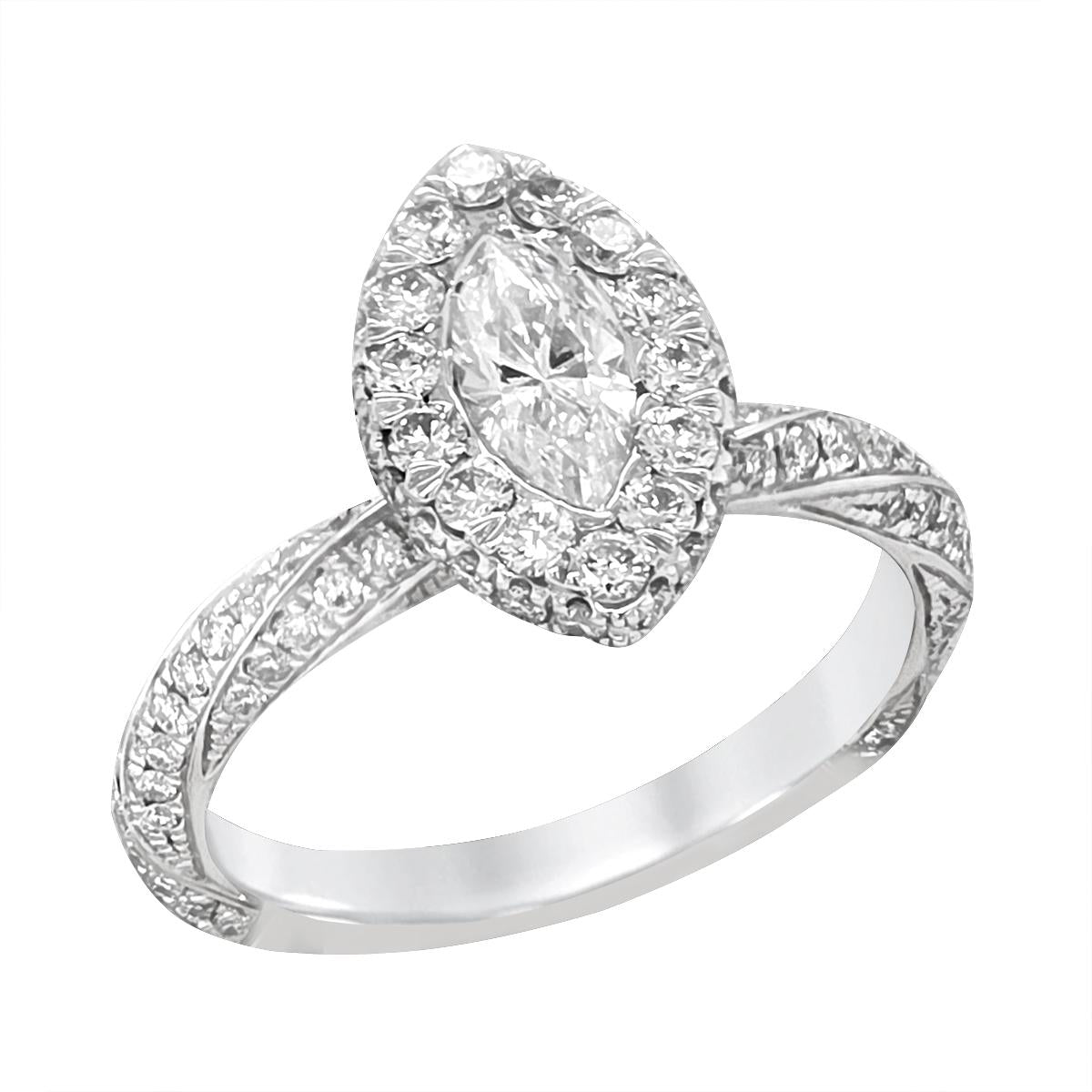 WHITE GOLD MARQUISE DIAMOND ENGAGEMENT RING, 1.31 CT TW