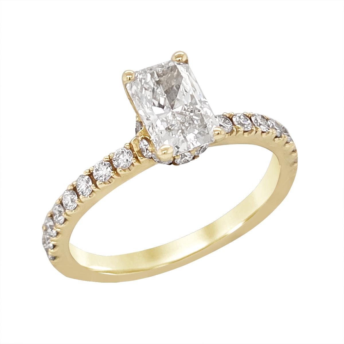 YELLOW GOLD LAB GROWN RADIANT DIAMOND ENGAGEMENT RING, 1.50 CT TW
