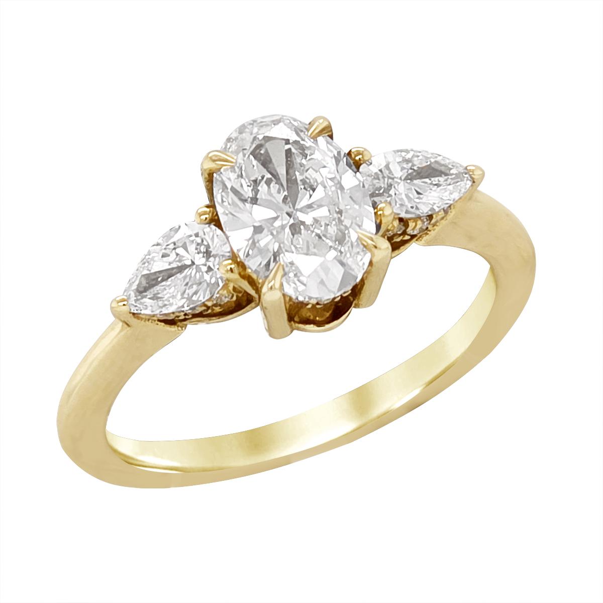 YELLOW GOLD LAB GROWN OVAL DIAMOND ENGAGEMENT RING, 1.63 CT TW