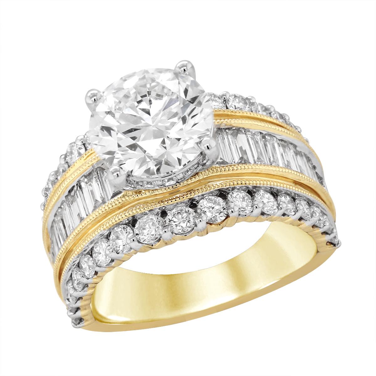 YELLOW GOLD LAB GROWN DIAMOND ENGAGEMENT RING, 4.82 CT TW