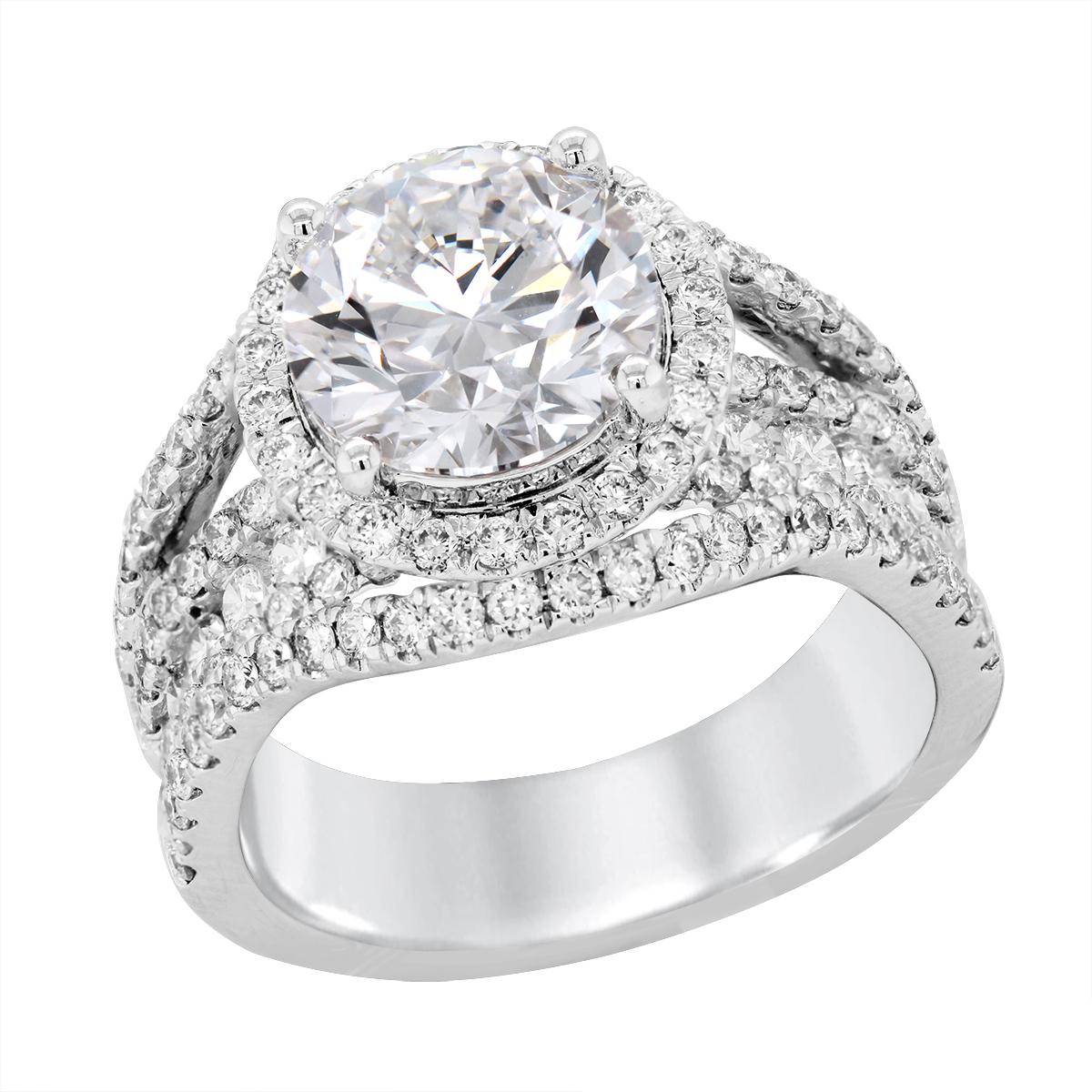 WHITE GOLD LAB GROWN DIAMOND ENGAGEMENT RING, 4.53 CT TW