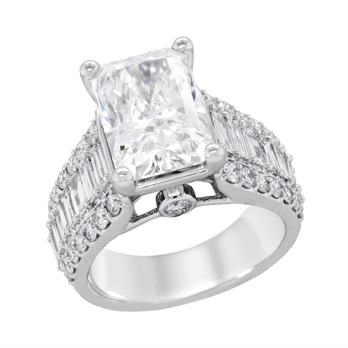 WHITE GOLD LAB GROWN RADIANT DIAMOND ENGAGEMENT RING, 6.73 CT TW