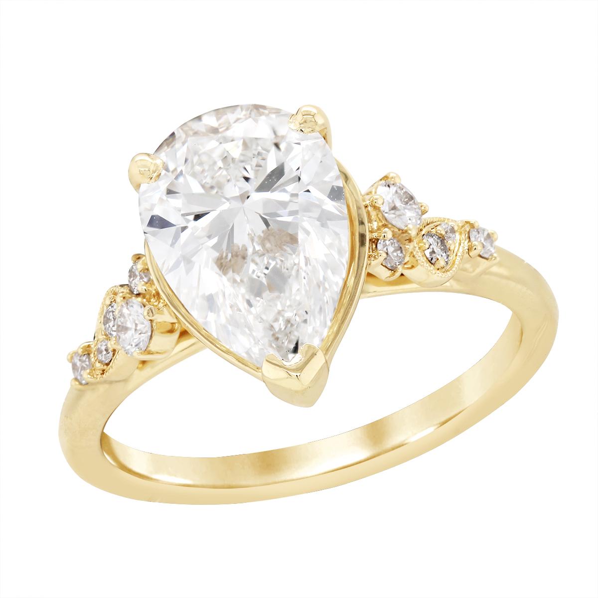 GOLD LAB GROWN PEAR SHAPED DIAMOND ENGAGEMENT RING, 2.60 CT TW