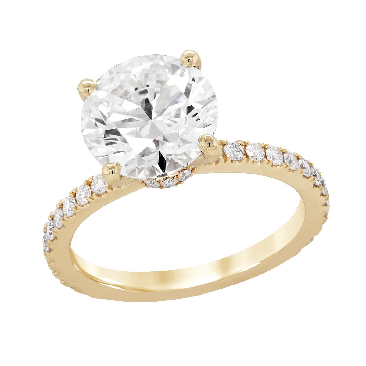 GOLD LAB GROWN ROUND DIAMOND ENGAGEMENT RING, 3.48 CT TW