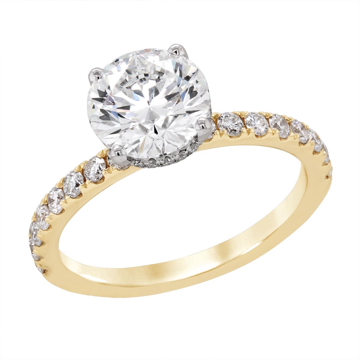 YELLOW GOLD ROUND CENTURIAN DIAMOND ENGAGEMENT RING, 2.64 CT TW