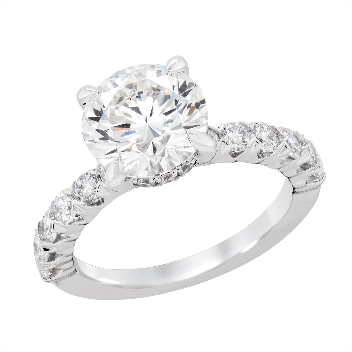 PLATINUM ROUND CENTURIAN DIAMOND ENGAGEMENT RING, 4.08 CT TW
