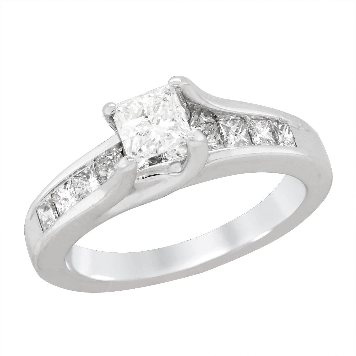 WHITE GOLD PRINCESS CUT DIAMOND ENGAGEMENT RING, 1.00 CT TW