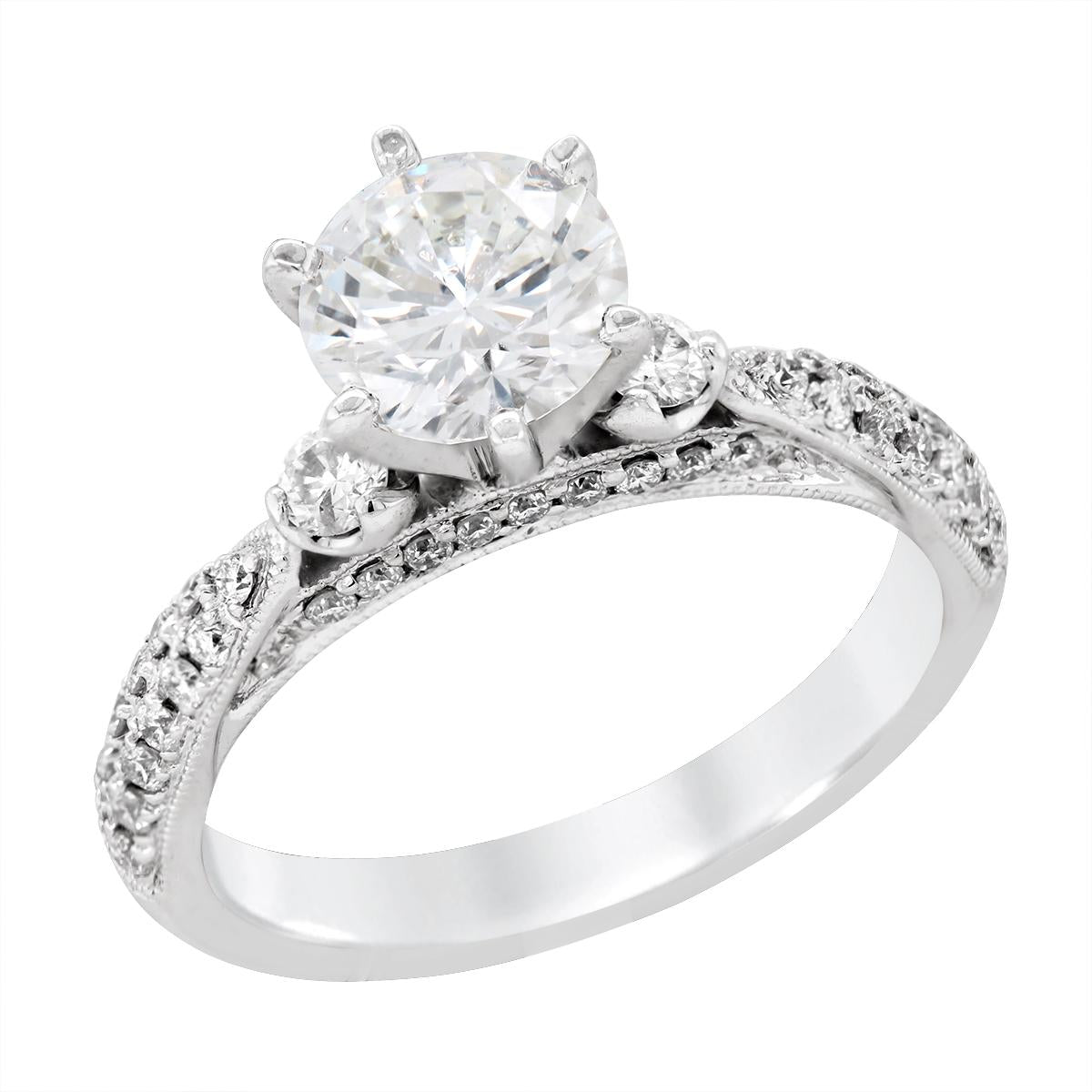 WHITE GOLD CATHEDRAL STYLE ENGAGEMENT RING, 1.78 CT TW