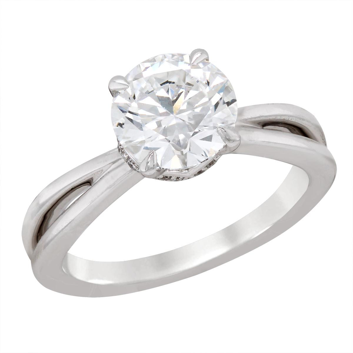 WHITE GOLD LAB GROWN DIAMOND SPLIT SHANK ENGAGEMENT RING, 2.09 CT TW