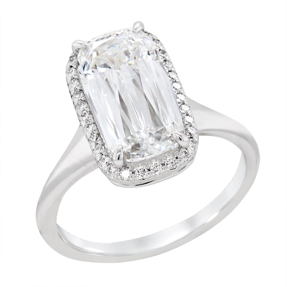 WHITE GOLD LAB CUSHION DIAMOND ENGAGEMENT RING, 4.34 CT TW