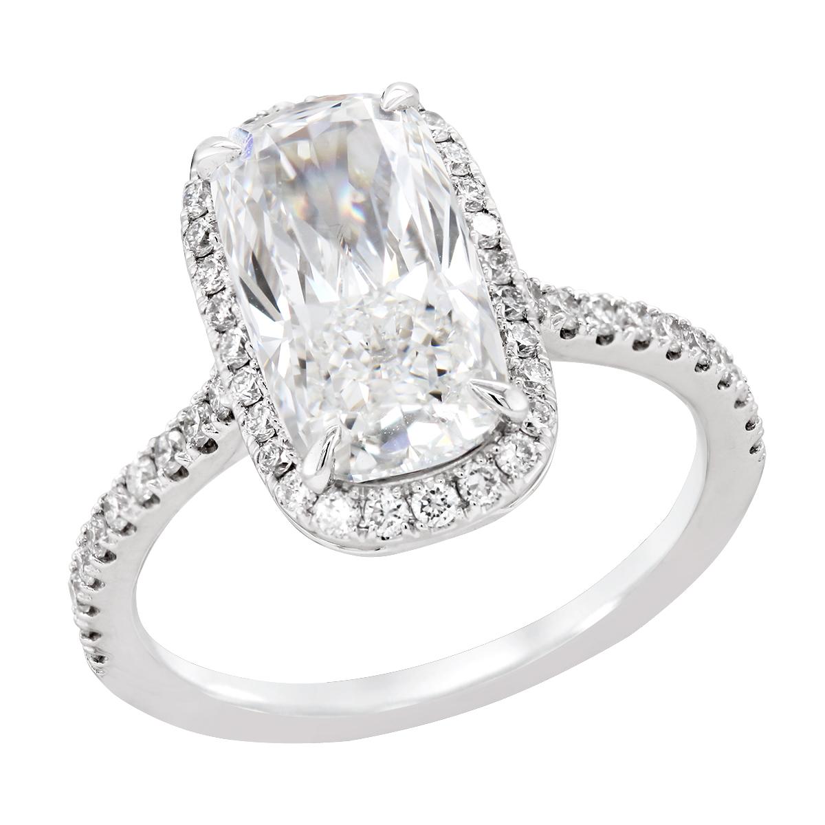 WHITE GOLD LAB GROWN CUSHION DIAMOND ENGAGEMENT RING, 3.52 CT TW