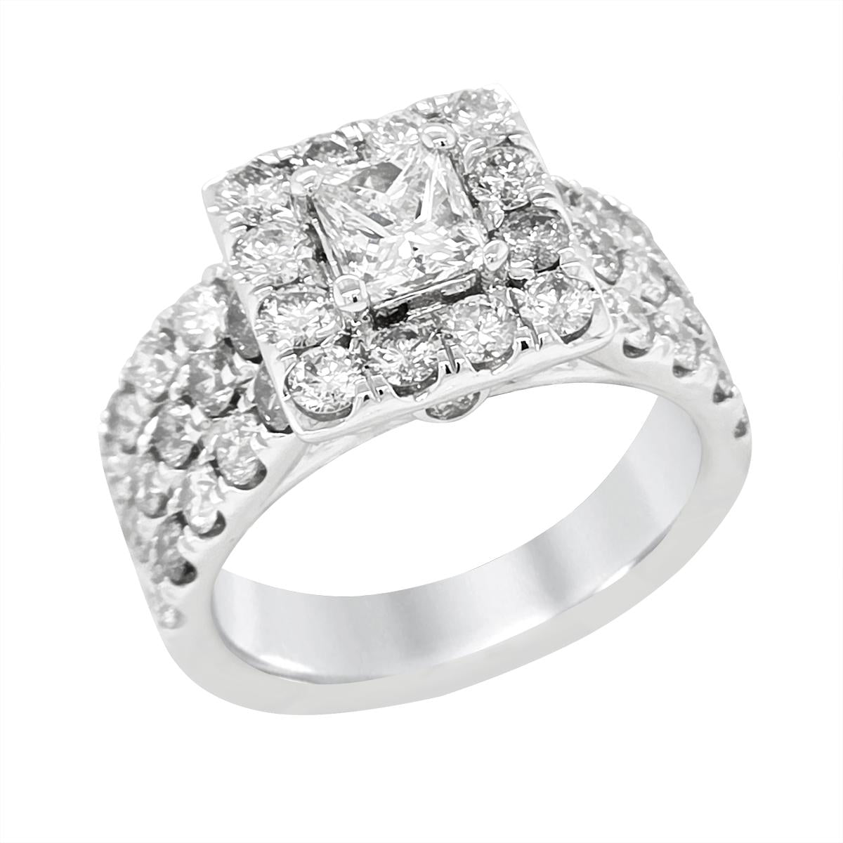 WHITE GOLD PRINCESS CUT DIAMOND BRIDAL SET, 3.18 CT TW