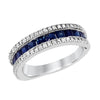WHITE GOLD RING WITH PRINCESS CUT SAPPHIRES AND ROUND DIAMONDS, 1/2 CT TW