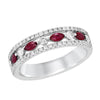 WHITE GOLD MARQUISE RUBY FASHION RING WITH DIAMONDS, .45 CT TW