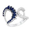 WHITE GOLD RING WITH FANCY SAPPHIRES AND ROUND DIAMONDS, .31 CT TW