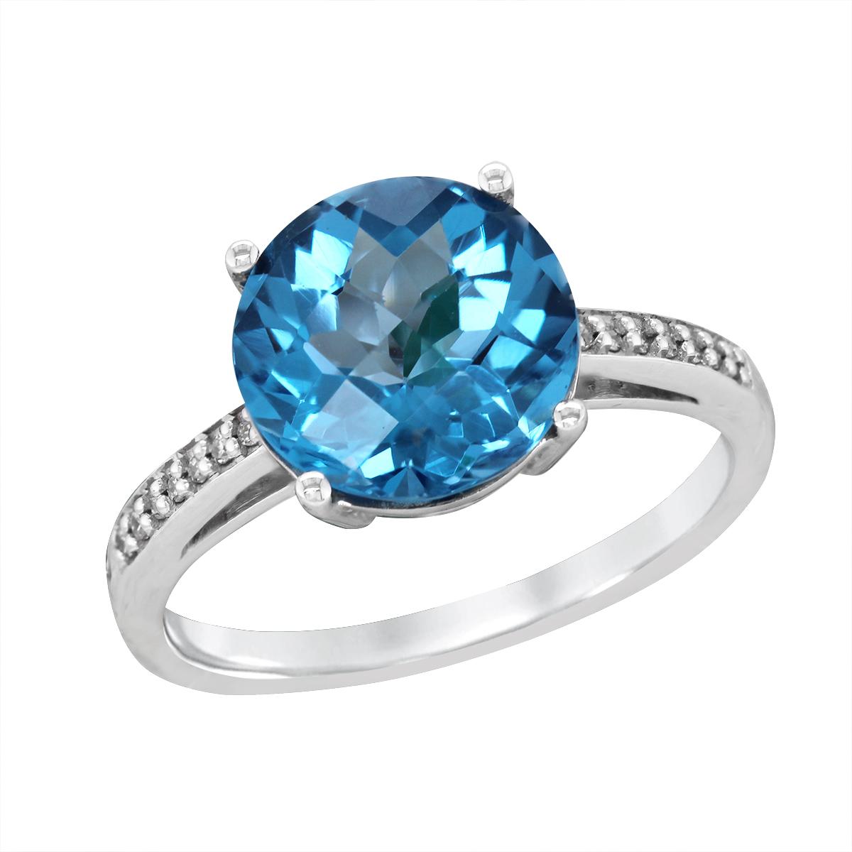 WHITE GOLD BLUE TOPAZ RING, .04 CT TW